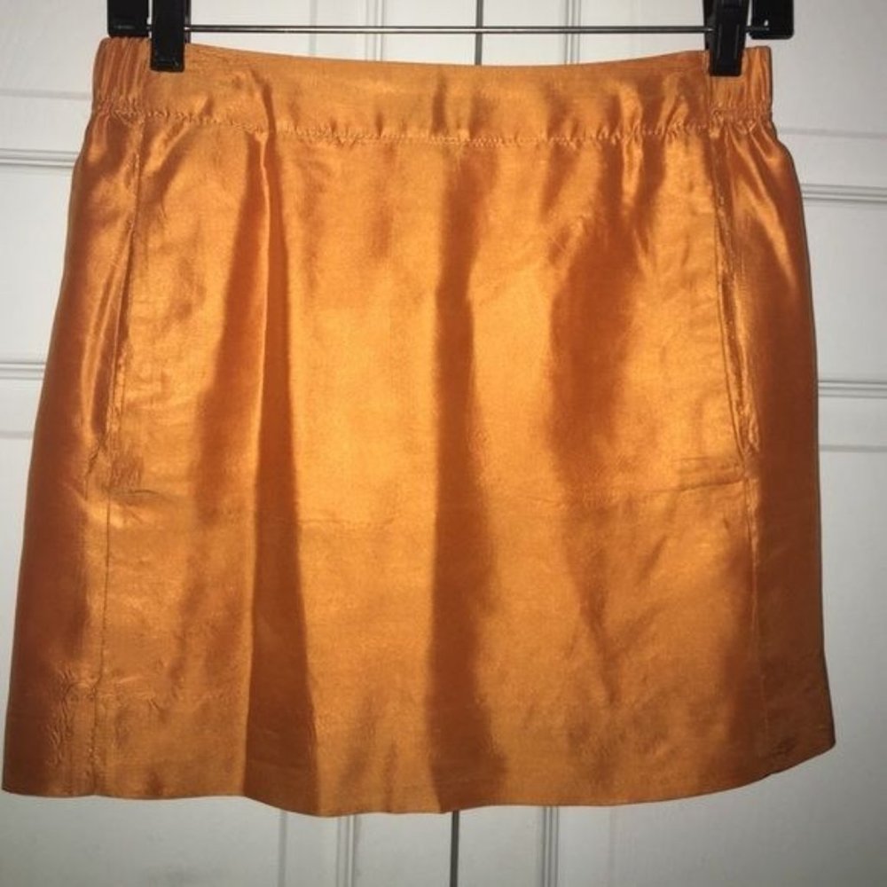 J. Crew Sz 0 melon tangerine Silk mini skirt